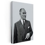 Dikey Kanvas Tablo Atatürk Ceketli Duruş Atatürk Tablosu Ev Ofis Duvar Dekoru