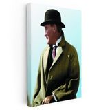 Dikey Kanvas Tablo Atatürk Eldivenli Melon Şapka Atatürk Tablosu Ev Ofis Duvar Dekoru