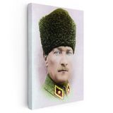 Dikey Kanvas Tablo Atatürk Kalpaklı Askeri Portre Atatürk Tablosu Ev Ofis Duvar Dekoru