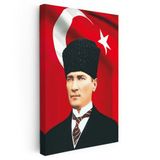 Dikey Kanvas Tablo Atatürk Kalpaklı Portre Atatürk Tablosu Ev Ofis Dekoru