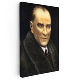 Dikey Kanvas Tablo Atatürk Kışlık Palto Atatürk Tablosu Ev Ofis Duvar Dekoru