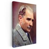 Dikey Kanvas Tablo Atatürk Kürk Yakalı Atatürk Tablosu Ev Ofis Duvar Dekoru