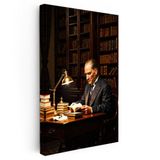 Dikey Kanvas Tablo Atatürk Kütüphane Kitap Okuma Atatürk Tablosu Ev Ofis Duvar Dekoru