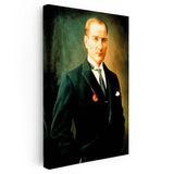 Dikey Kanvas Tablo Atatürk Madalyalı Duruş Atatürk Tablosu Ev Ofis Duvar Dekoru