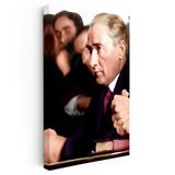 Dikey Kanvas Tablo Atatürk Meclis Sırası Duruşu Atatürk Tablosu Ev Ofis Duvar Dekoru
