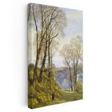 Dikey Kanvas Tablo J.M.W. Turner Ağaçlık Arazi Uzaktan Yelkenli Ressam Tablosu Ev Ofis Duvar Dekoru