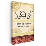 Dikey Kanvas Tablo Kun Fe Yekün Ayeti Türkçe Anlamlı Dini İslami Tablo Ev Ofis Duvar Dekoru