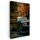 Dikey Kanvas Tablo Sonbahar Ormanında Dodge Challenger Araba Tablosu Ev Ofis Duvar Dekoru