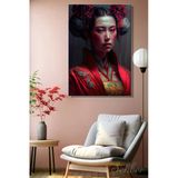 Dikey Kanvas Tablo Tekli Salon Yatak Odası Ofis Geleneksel Japon Kıyafetli Kadın Portre 1732