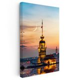 Dikey Kanvas Tablo Üsküdar Kız Kulesi Boğaz Manzarası Şehir Mimari Tablo Ev Ofis Duvar Dekoru