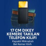 Dikey Kapaklı Mıknatıslı 17 Cm Kemere Takılan Suni Deri Telefon Kılıfı (17×8 Cm) Msk02