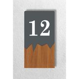Dikey Lazer Metal Kompozit - Ahşap Apartman Site -Daire Otel Ofis Kapı Numarası - Kapı No:12 On Iki - 1 Adet - 15x8cm