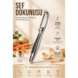 Dikey Sebze Meyve Soyacağı Pratik Patates Havuç Dilimleyici Oyucu Aparat 17 cm 18/10 304 Paslanmaz Çelik Profesyonel 723675 - 0,5 ml