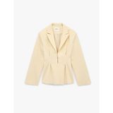 Dikiş Detaylı V Yaka Uzun Kollu Peplum Blazer Ceket