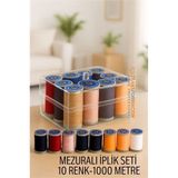 Dikiş İpliği Seti - 10 Renk 1000 Mt Kutulu Mezuralı Dikiş Seti FRTKGT7440000722076