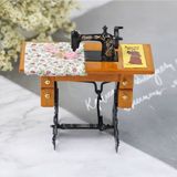 Dikiş Makinası Ahşap Metal Minyatür Bebek Evi Çocuk Oyuncakları