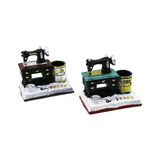 DİKİŞ MAKİNE VİNTAGE DEKORATİF BİBLO - RENKLİ KALEMLİK 12X13.5X9CM REÇİNE
