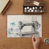 Dikiş Makinesi Ilüstrasyonu Tasarımı 240 Parça Ahşap Puzzle Ahşap Kutuda MP09110