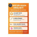 Dikiş Seti 24 Renkli – Iğne, Yüksük ve Iplik Geçirici ile - 01-Siyah