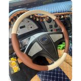 Dikişli Deri Direksiyon Kılıfı 66 Taba/bej Deri Siyah Dikişli Ford 3230 S Için