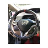 Dikişli Deri Direksiyon Kılıfı Nokta/Damar Kırmızı Yüzük Kırmızı Dikiş Honda Civic