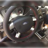 Dikişli Deri Direksiyon Kılıfı Noktalı Deri Gri Dikişli Ford Focus İçin