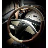 Dikişli Direksiyon Kılıfı Bej Deri Kahve Deri Siyah Dikiş Ford 3230 İcin