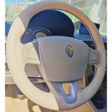 Dikişli Direksiyon Kılıfı Bej Deri Siyah Dikişli Renault Fluence İçin