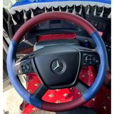 Dikişli Direksiyon Kılıfı Bordo Deri Mavi Deri Siyah Dikişli Mercedes Tır Kamyon İçin