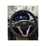 DİKİŞLİ DİREKSİYON KILIFI İTHAL NOKTALI NUBUK DERİ GRİ YÜZÜK/DİKİŞ HYUNDAİ ACCENT BLUE Uyumlu