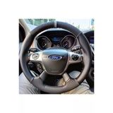 Dikişli Direksiyon Kılıfı Karbon Deri Nokta Deri Gri Yüzük Gri Dikişli Ford Focusuyumlu 2012-13-14