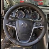 Dikişli Direksiyon Kılıfı Karbon Deri Siyah Deri Kırmızı Dikişli Opel Astra J İçin