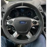 Dikişli Direksiyon Kılıfı Karbon / Nokta Deri Gri Yüzük Gri Dikişli Ford Connect (2015-18)