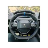Dikişli Direksiyon Kılıfı Karbon Noktalı Mavi Yüzük Mavi Dikişli Peugeot 3008 2008