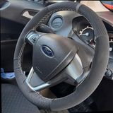 Dikişli Direksiyon Kılıfı Karbon Nubuk Deri Gri Yüzük Gri Dikiş Ford Currier İçin