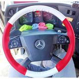 Dikişli Direksiyon Kılıfı Kırmızı / Beyaz Deri Siyah Dikişli Yeni Mercedes Tır Kamyon