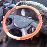 Dikişli Direksiyon Kılıfı Krem Deri Taba Deri Siyah Dikişli Isuzu Novo İçin