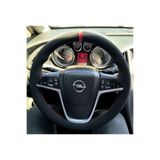 DİKİŞLİ DİREKSİYON KILIFI NUBUK DERİ KIRMIZI YÜZÜK KIRMIZI DİKİŞLİ OPEL INSİGNİA ASTRA İÇİN NDKYKD0038