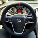 Dikişli Direksiyon Kılıfı Nubuk Deri Kırmızı Yüzük Kırmızı Dikişli Opel Insignia Astra İçin