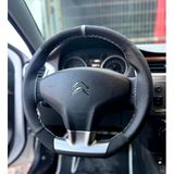 Dikişli Direksiyon Kılıfı Nubuk Deri Noktalı Deri Gri Yüzük Gri Dikişli Citroen C-Elysee İçin
