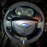 Dikişli Direksiyon Kılıfı Nubuk Deri Noktalı Deri Mavi Yüzük / Dikiş Ford Connect İçin