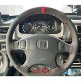 Dikişli Direksiyon Kılıfı Nubuk Noktalı Deri Kırmızı Yüzük Kırmızı Dikişli Honda Civic 2001 Kasa