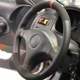 Dikişli Direksiyon Kılıfı Nubuk Noktalı Deri Kırmızı Yüzük Kırmızı Dikişli Honda Civic İçin