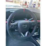 Dikişli Direksiyon Kılıfı Nubuk / Noktalı Deri Kırmızı Yüzük Kırmızı Dikişli Opel Mokka Corsa İçin