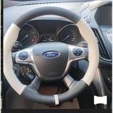 Dikişli Direksiyon Kılıfı Siyah Bej Deri Bej Yüzük / Dikişli Ford Focus İçin Bej