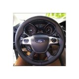 DİKİŞLİ DİREKSİYON KILIFI SİYAH DERİ AÇIK MAVİ DİKİŞLİ FORD FOCUS 2012-13-14 İÇİN DDAMDFF38