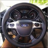 Dikişli Direksiyon Kılıfı Siyah Deri Açık Mavi Dikişli Ford Focus 2012-13-14 İçin