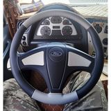 Dikişli Direksiyon Kılıfı Siyah Deri Gri Deri Gri Dikişli Ford Tır Kamyon İçin