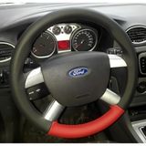 Dikişli Direksiyon Kılıfı Siyah Deri Kırmızı Deri Kırmızı Dikişli Ford Focus İçin