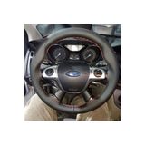 DİKİŞLİ DİREKSİYON KILIFI SİYAH DERİ KIRMIZI DİKİŞLİ FORD FOCUS 2012-13-14 için SDKDİFOFOX110001